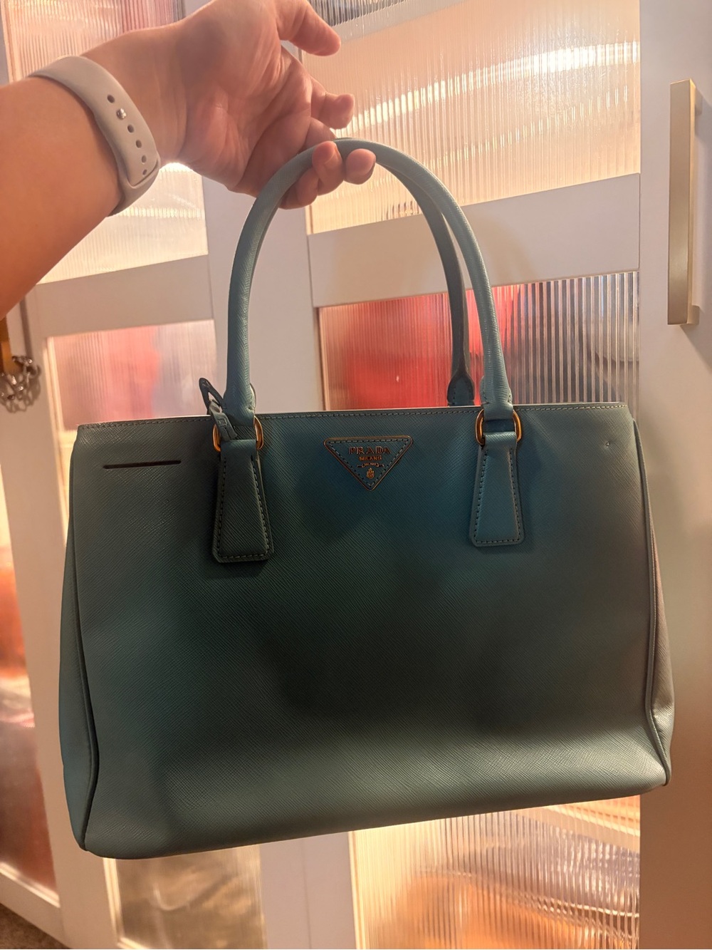 Prada Tiffany Blue Saffiano Leather Satchel